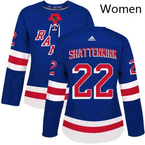 Womens Adidas New York Rangers 22 Kevin Shattenkirk Authentic Royal Blue Home NHL Jersey